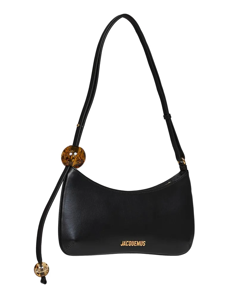 Jacquemus Women's Shoulder Bag The Bisou Perle Black Calf Leather Black