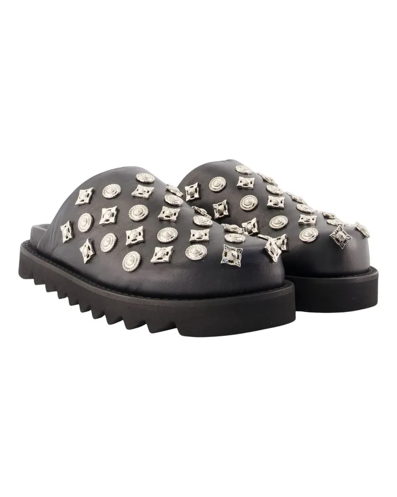 Toga Women's Aj1217 - Black Leather Sandals Cowhide Shoes Mules Black