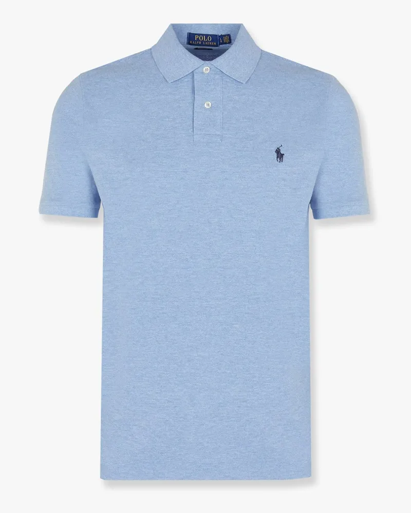 Ralph Lauren Men Cotton Polo Shirt With Embroidered Logo Blue T-shirts And Polos Blue