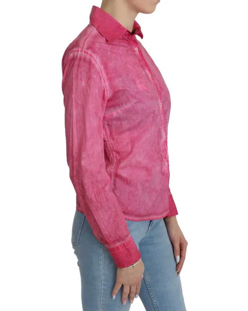 Ermanno Scervino Women's Collared Cotton Blouse Pink Pink