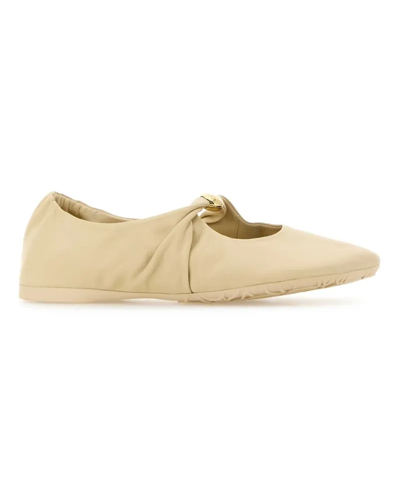 Loewe Women's Cream Nappa Leather Pebble Ballerinas Dough Ballerine Flat Shoes Beige
