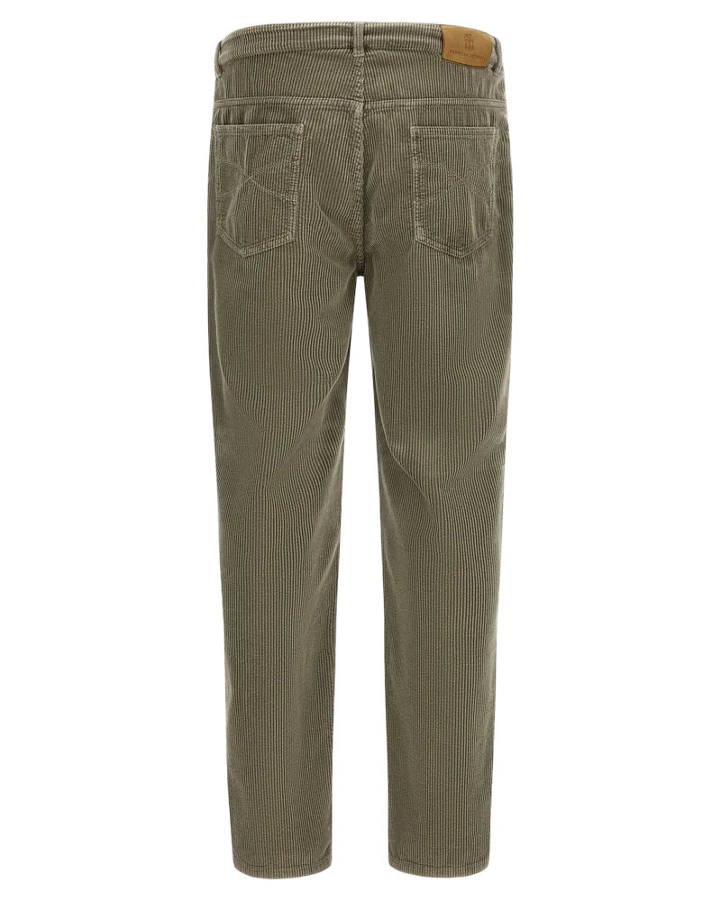 Brunello Cucinelli Men Bicolor Cotton Casual Pants Green