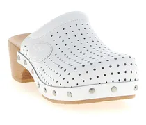 Women's White Calfskin Clogs Shoe