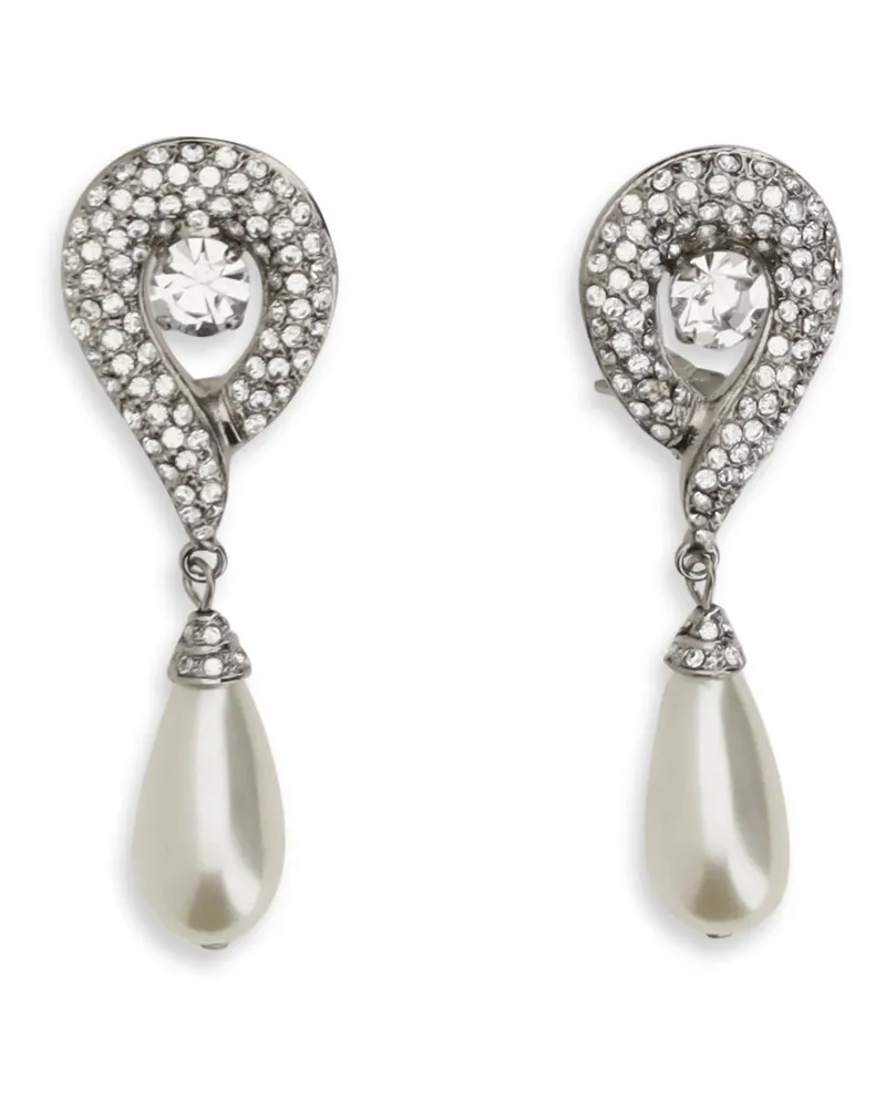 Alessandra Rich Women's Earrings With Pearl Pendants, Crystal-Silver Silver Brass Silver