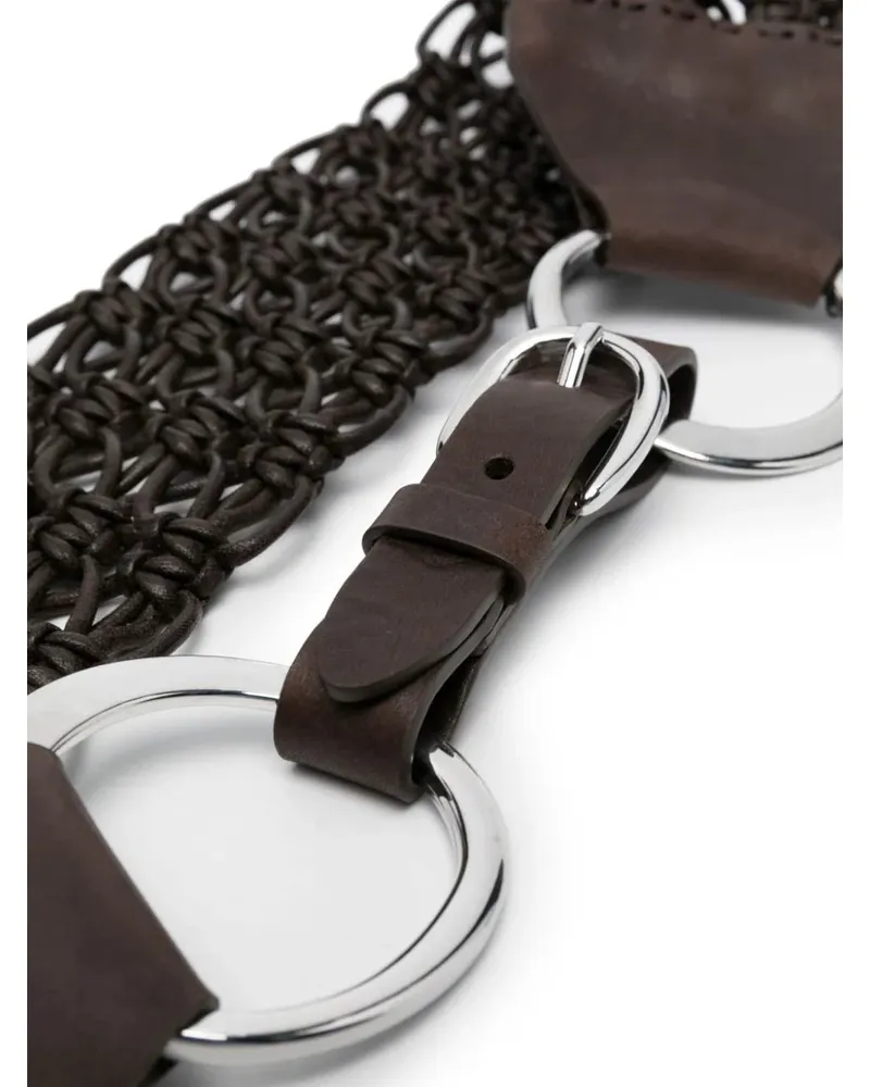 Eleventy Women's Braided Leather Belt Brown Ss24 W Brown