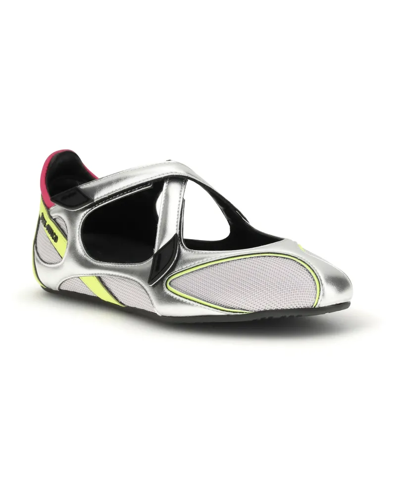 ATTICO Women's Ballerinas Floor 01 Holographic Silver Ballerina Shoes Silver