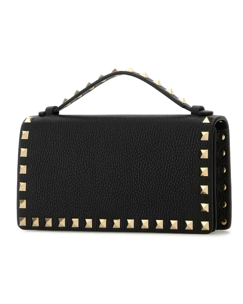 Valentino Garavani Women's Black Leather Rockstud Handbag Nero Portafogli Wallet Black