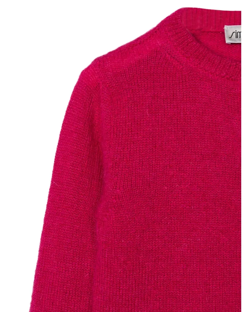 Simonetta Mohair Blend Crew Neck Cardigan — Pink Pink