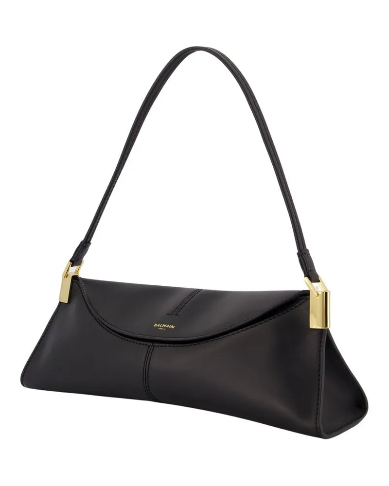 Balmain Leather Shoulder Bag — Black Black
