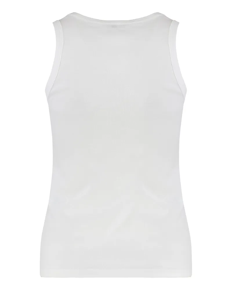 Saint Laurent Women's Ribbed Cotton Tank Top White Vests & Tops White
