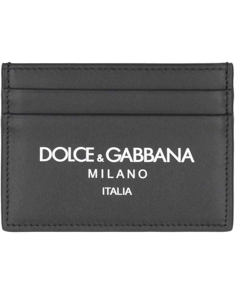 Dolce & Gabbana Men's Leather Card Holder Black Calf Wallets & Cardholders Black