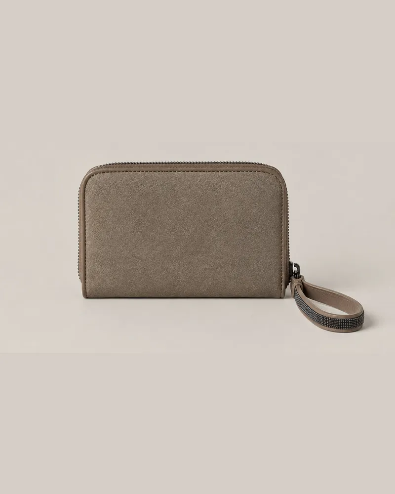 Brunello Cucinelli Womens Ice Leather Zip Wallet White White
