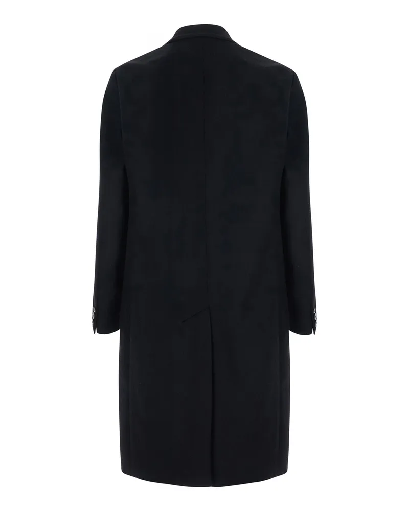 Emporio Armani Men's Double-Breasted Cashmere Coat Black Wool Black