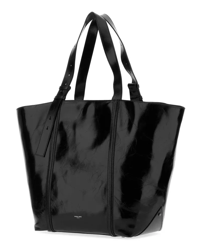 Golden Goose Women's Black Leather 24.7 Shopping Bag Cow Borse A Mano Black
