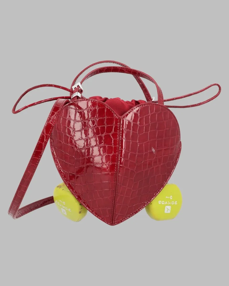 ROTATE Birger Christensen Women's Leather Handbag Heart Burgundy Handbags Hand Bags Red