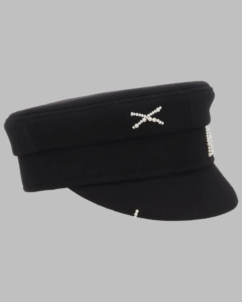 RUSLAN BAGINSKIY KPC033PF26_WPRLBLACK Flat Cap — Black Black