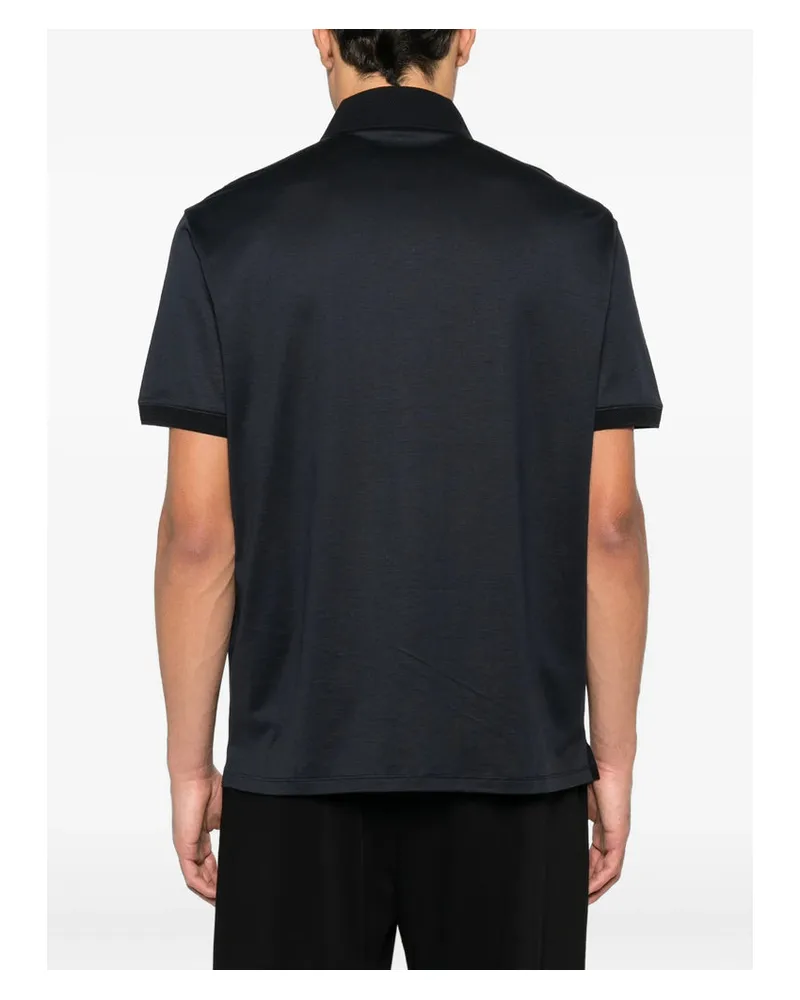 Emporio Armani Logo-Embroidered Polo — Black Black
