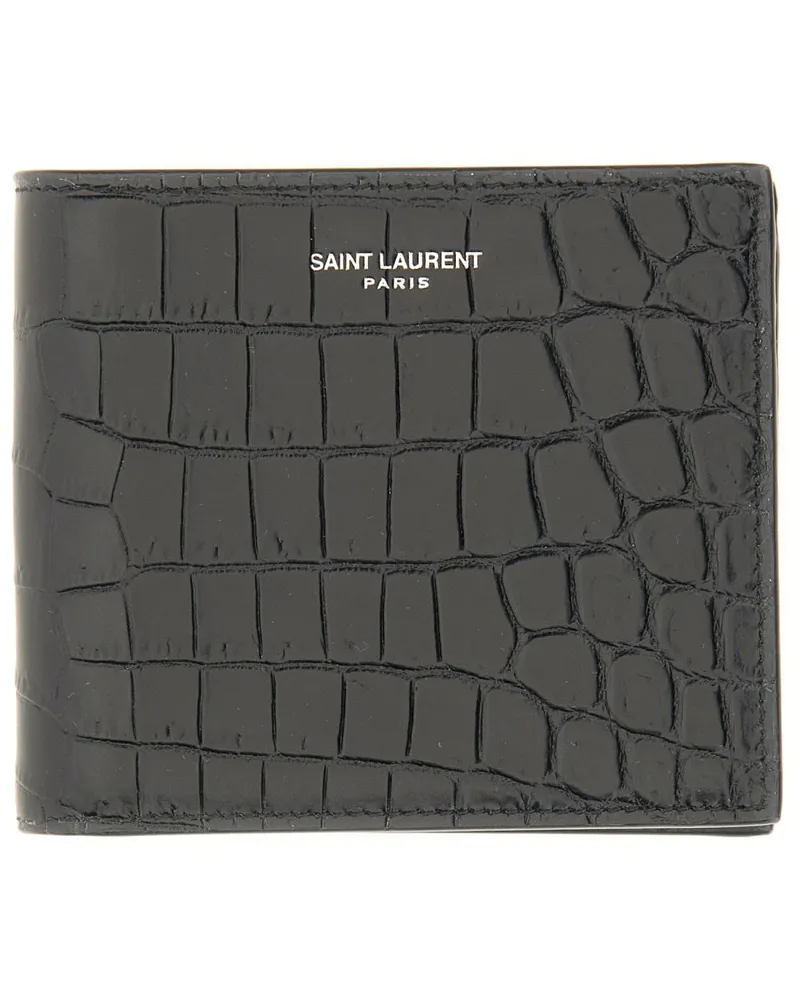 Saint Laurent Bifold Leather Wallet — Black Black