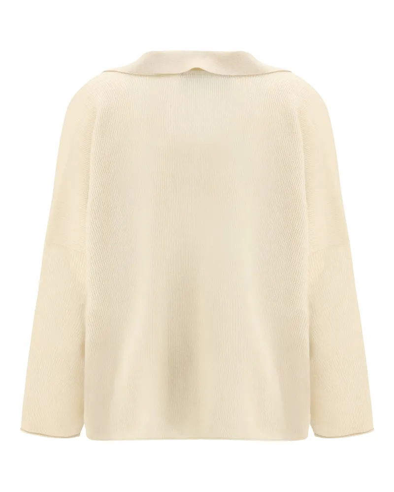 Alanui Women Sweater With Polo Collar Off White Beige