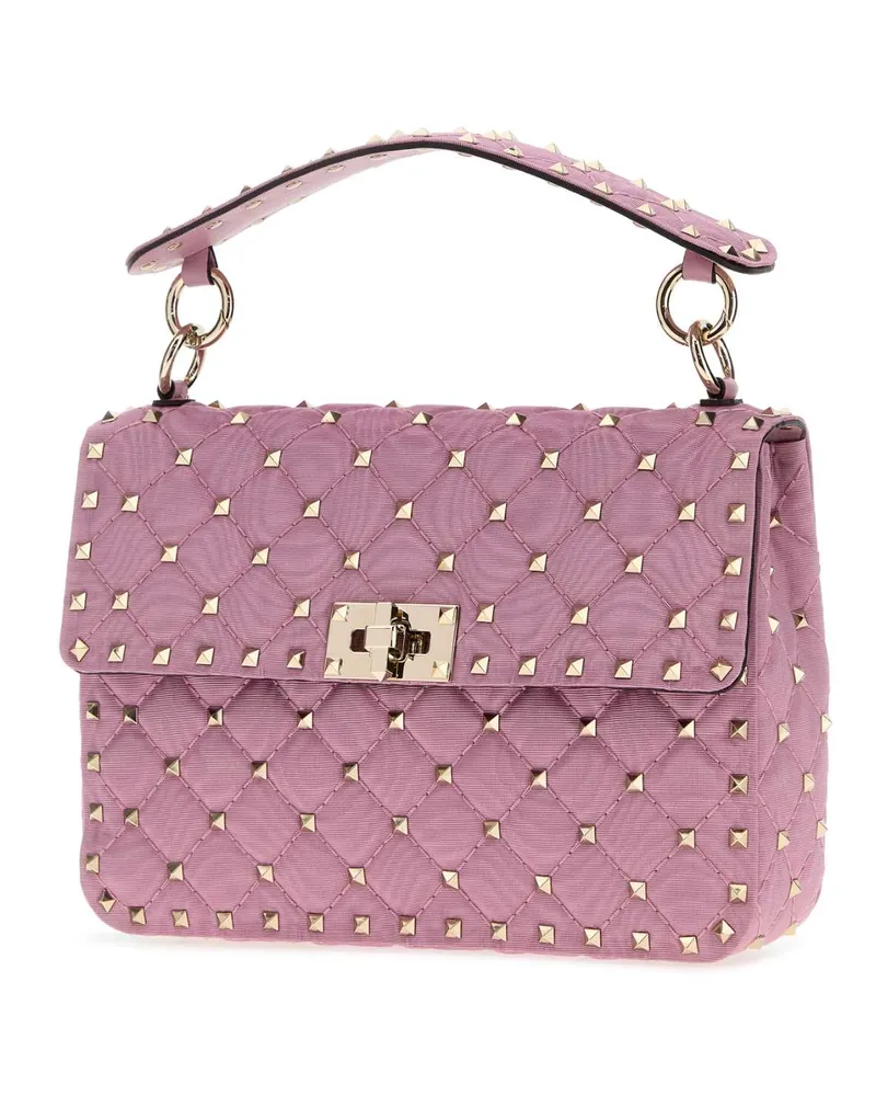 Valentino Garavani Women's Pink Fabric Rockstud Handbag Rhododendron Borse A Mano Bag Pink