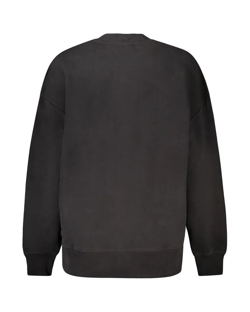 Calvin Klein Logo-Embroidered Cotton Sweatshirt — Black Black