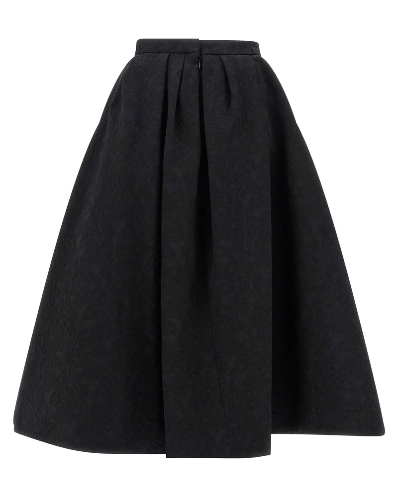 Carolina Herrera New York Cotton Jacquard Full Skirt — Black Black