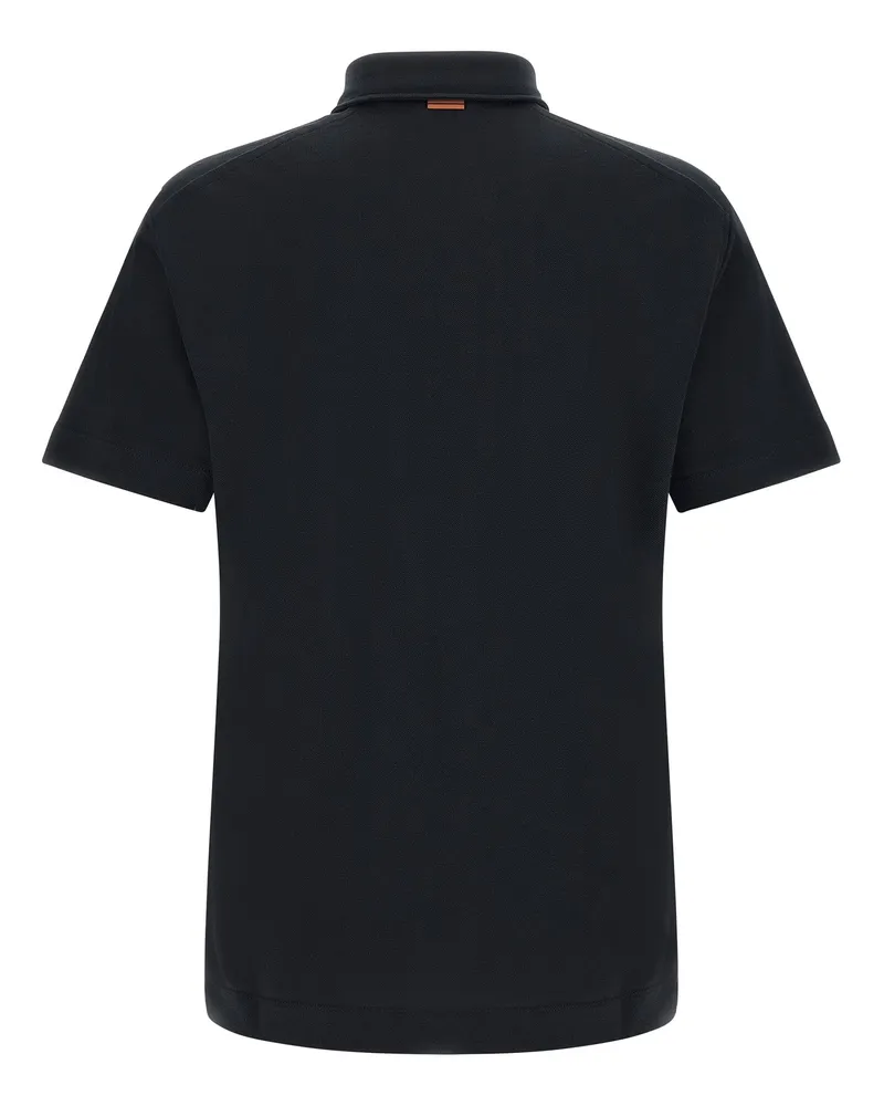 Ermenegildo Zegna Men's Blue Cotton Polo Shirt Black