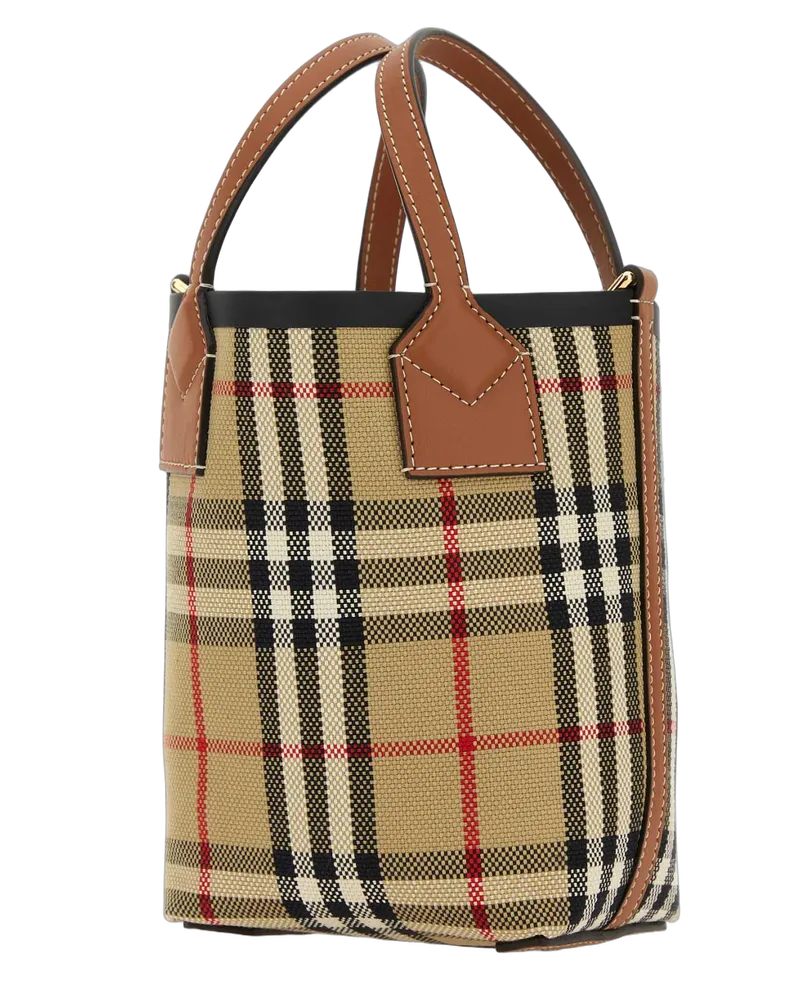 Burberry Women's Embroidered Fabric London Bucket Bag Vintagechckabeige Borse A Secchiello Beige