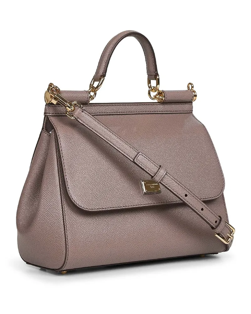 Dolce & Gabbana Women's Handbag Sicily Calf Leather Mud Handbags Hand Bags Beige