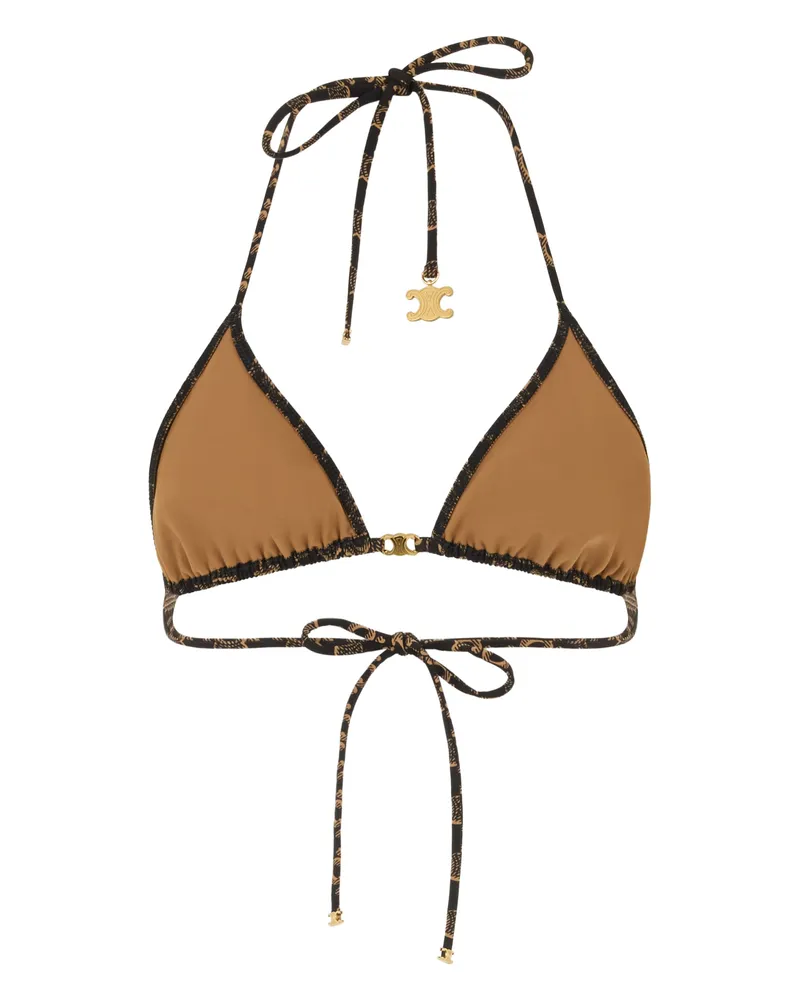 Celine Women's Triangle Bikini Top Brown Jersey Polyamide Bikinis Brown