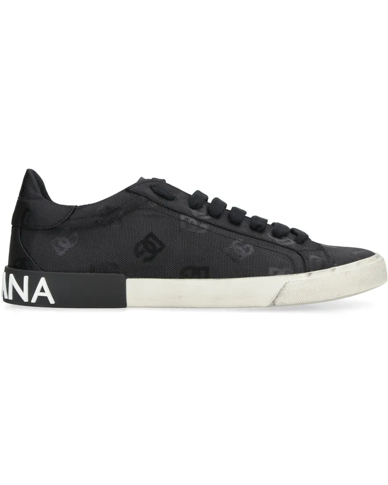 Dolce & Gabbana Men's Portofino Low-Top Sneakers Black Polyamide Trainers Black
