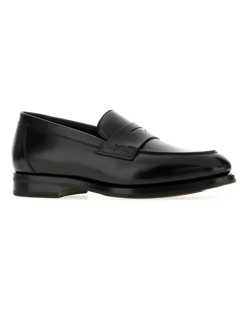 Santoni Men's Black Leather Colin Loafers Mocassini Black