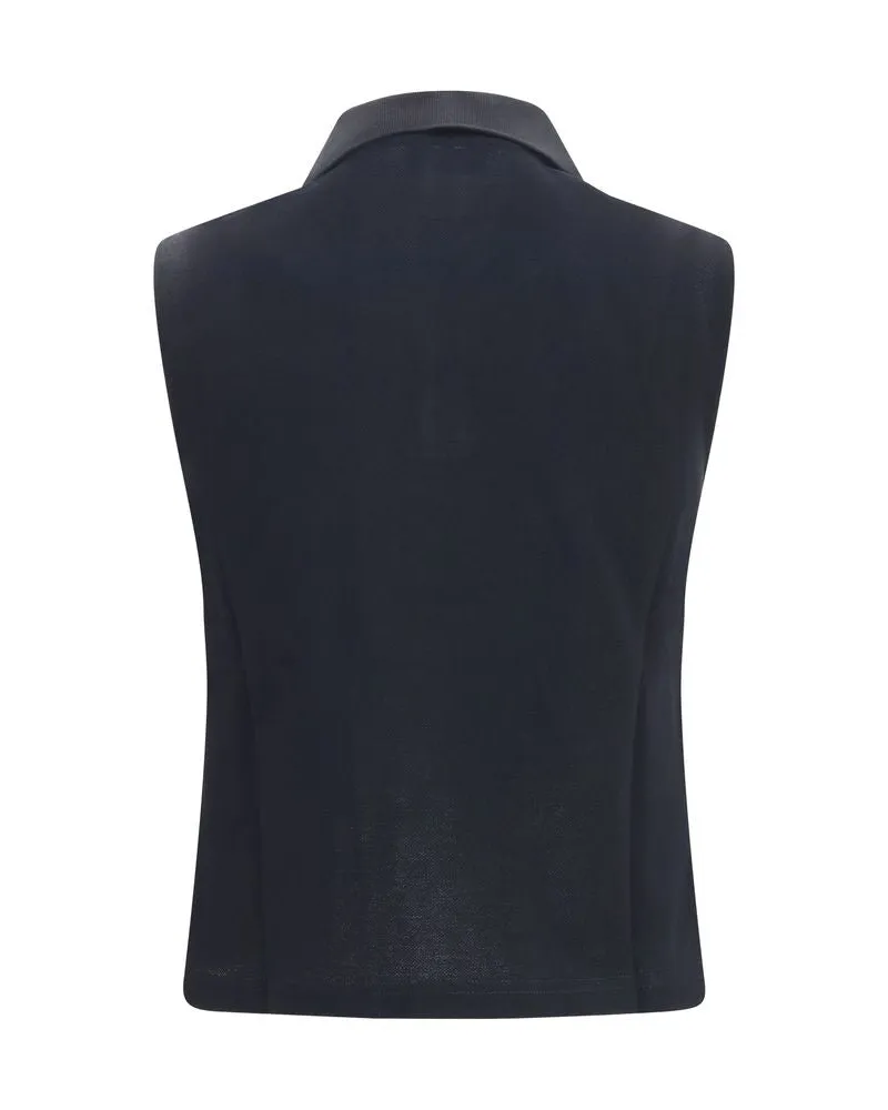 Saint Laurent Cassandre Sleeveless Polo — Black Black