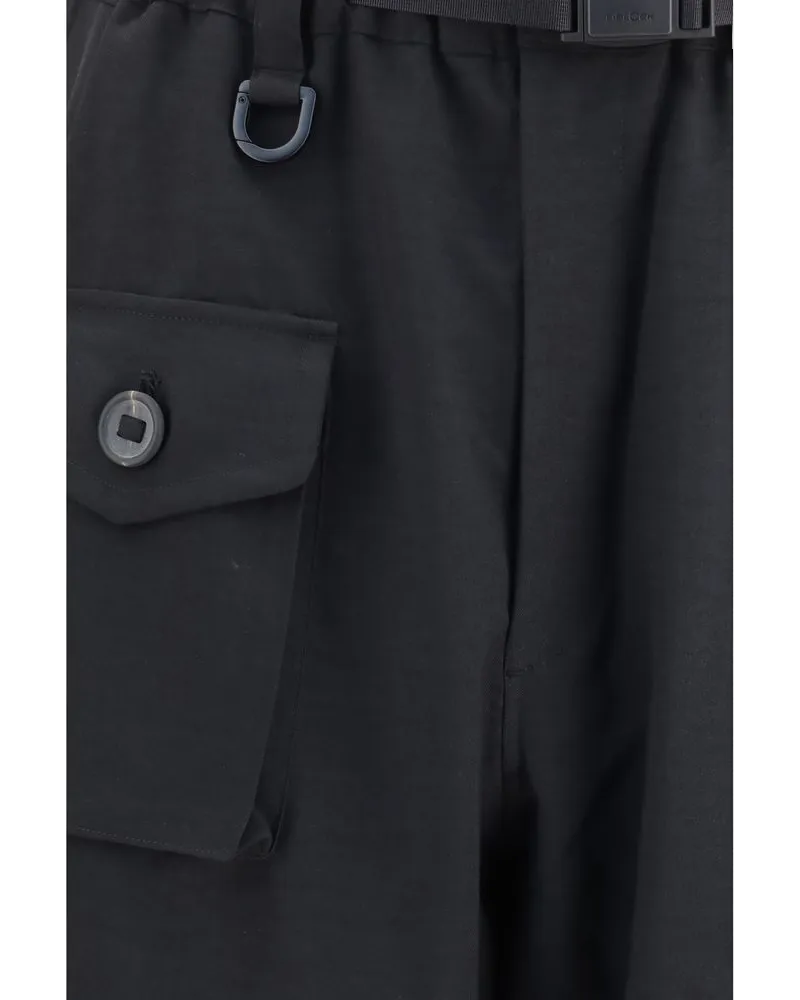 Y-3 Tapered Twill Cargo Pants — Black Black