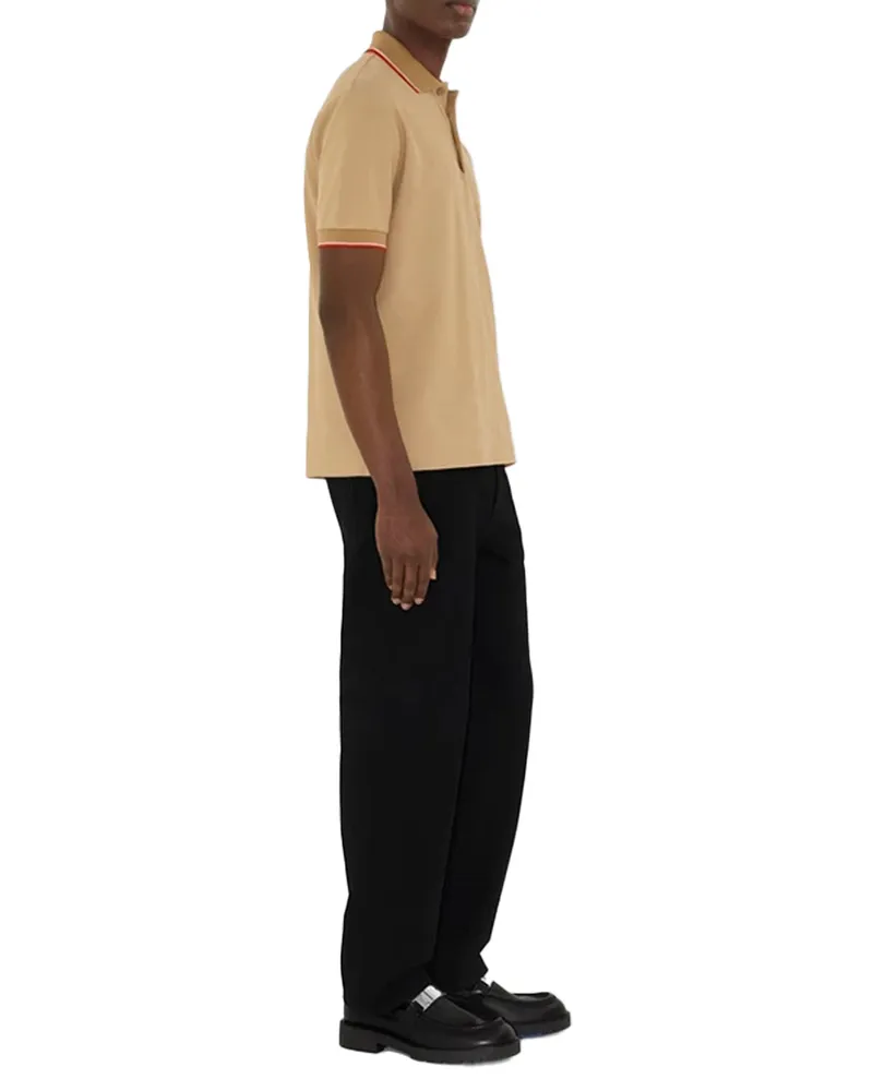 Burberry Embroidered Equestrian Knight Logo Polo Shirt — Beige Beige