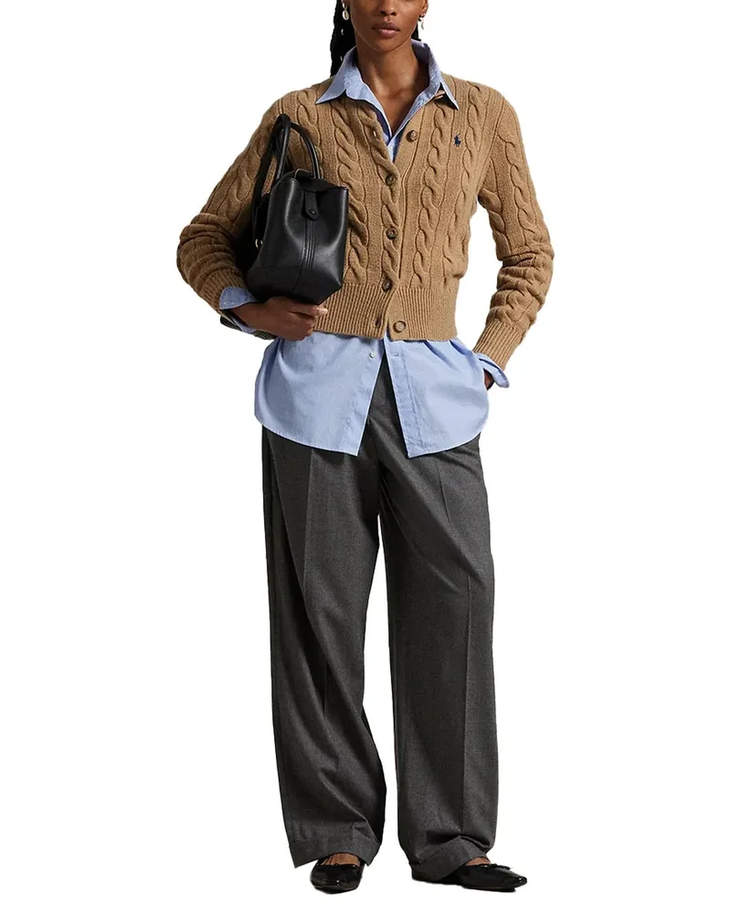 Ralph Lauren Cable-Knit Cashmere Cardigan — Beige Beige