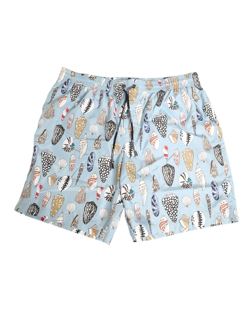 Dolce & Gabbana Blue Seashell Print Nylon Men Shorts Swimwear Blue