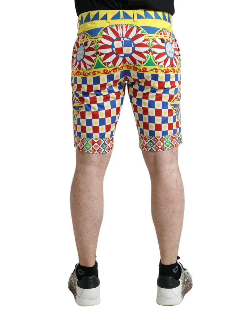 Dolce & Gabbana Multicolor Carretto Print Men Bermuda Shorts Cotton Elastane Multicolor