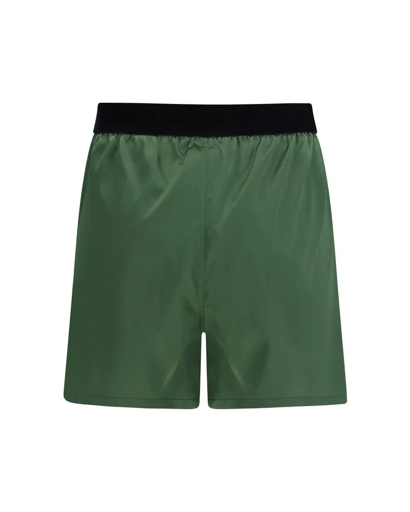 Tom Ford Women Bicolor Silk Bermuda Shorts Green