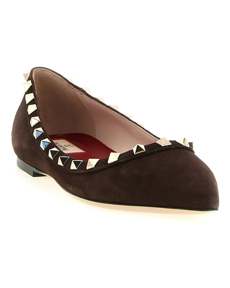 Valentino Garavani Women's Brown Calfskin Ballet Flats Brown