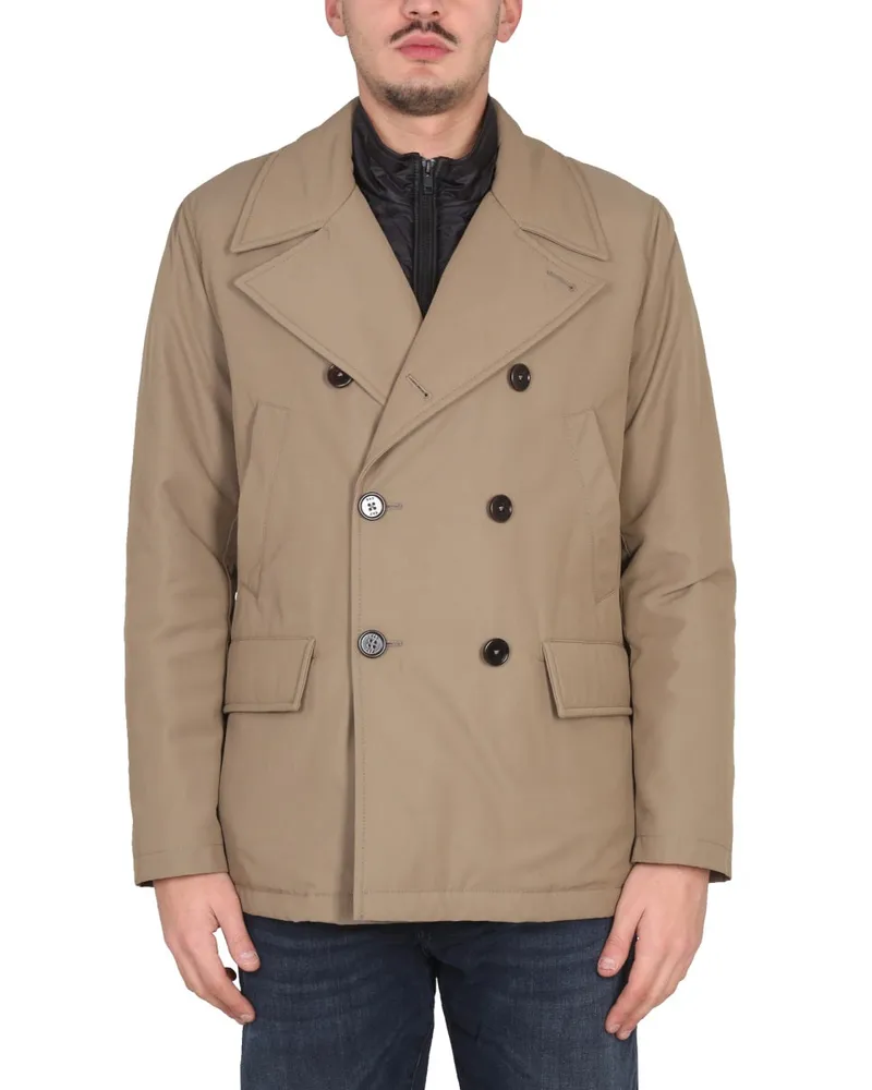 Fay Peacot Double Front Trench Coat — Beige Beige