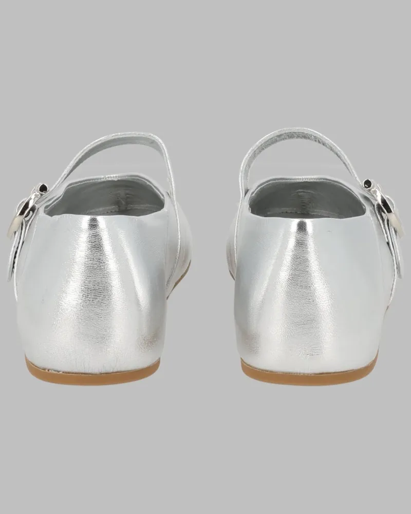 Ferragamo Nena Ballerina — Silver Silver