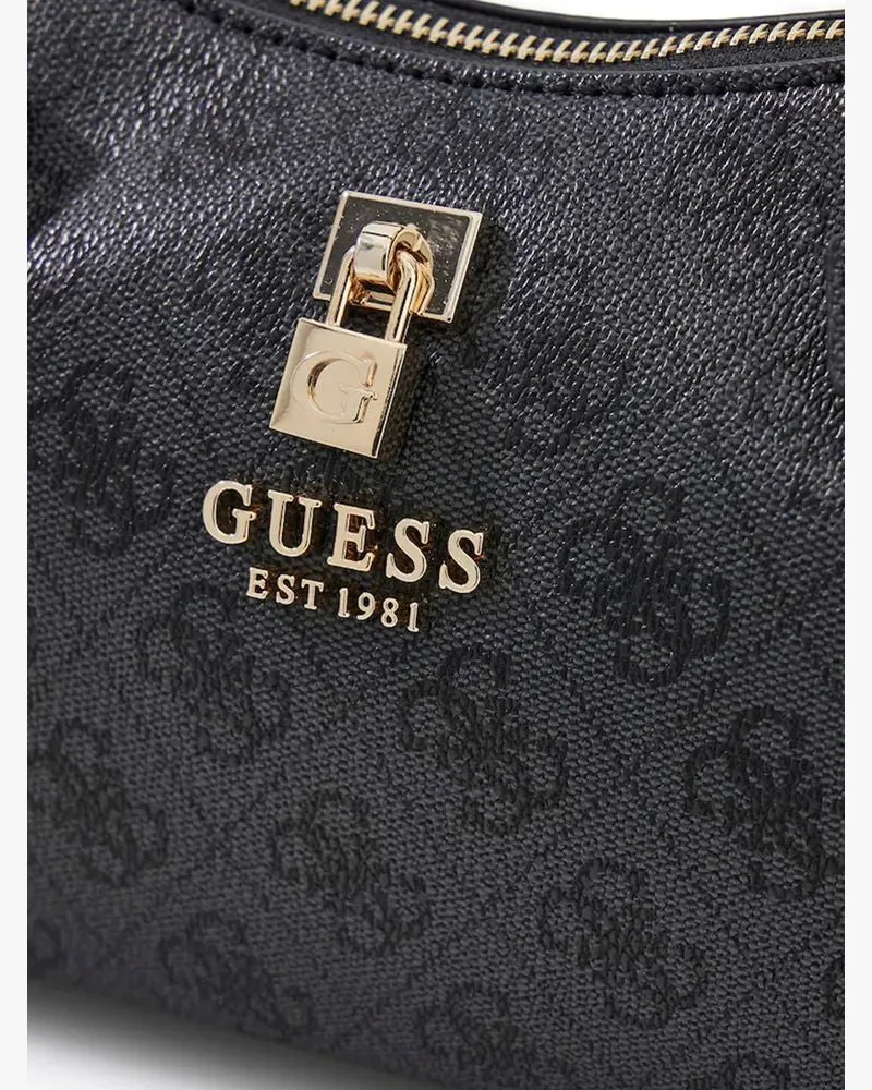 Guess Women's Shoulder Bag Coal Logo Polyurethane - Shoulder-Bags Black