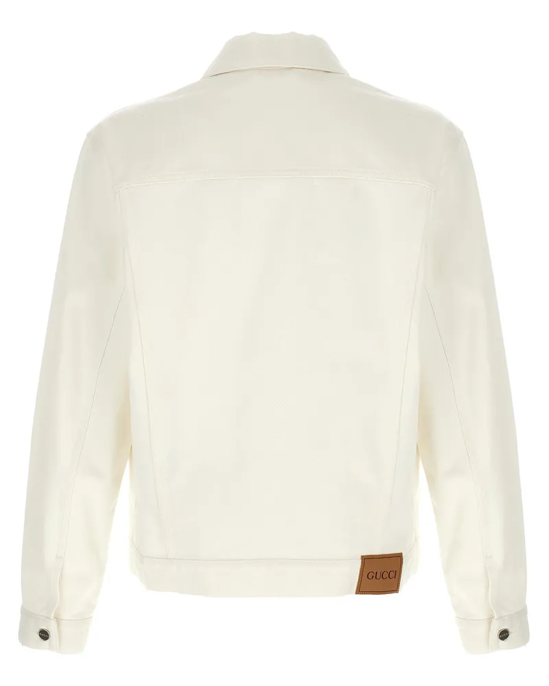 Gucci Men's White Cotton Denim Jacket Clothing White