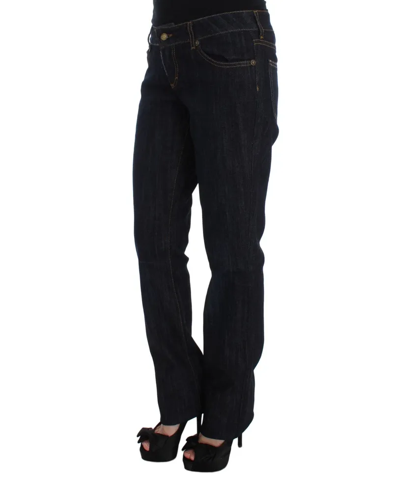Roberto Cavalli Women's Blue Cotton Straight Fit Stretch Jeans Clothing Blue