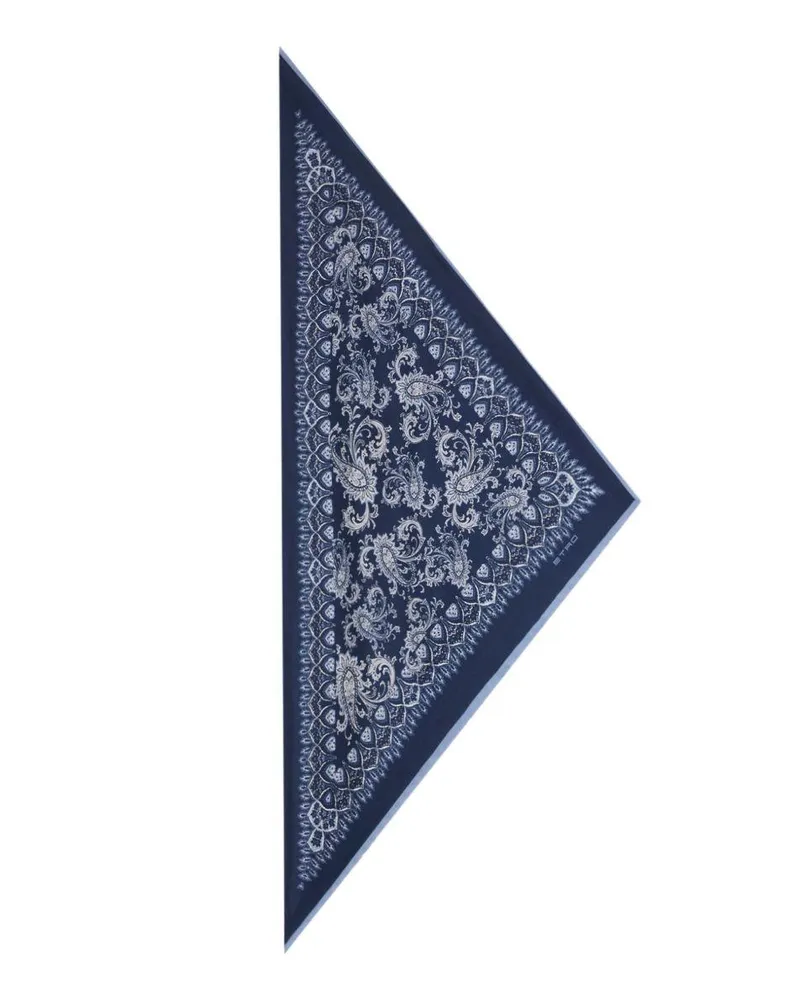 Etro Men's Scarf  Blue Silk Scarfs Blue