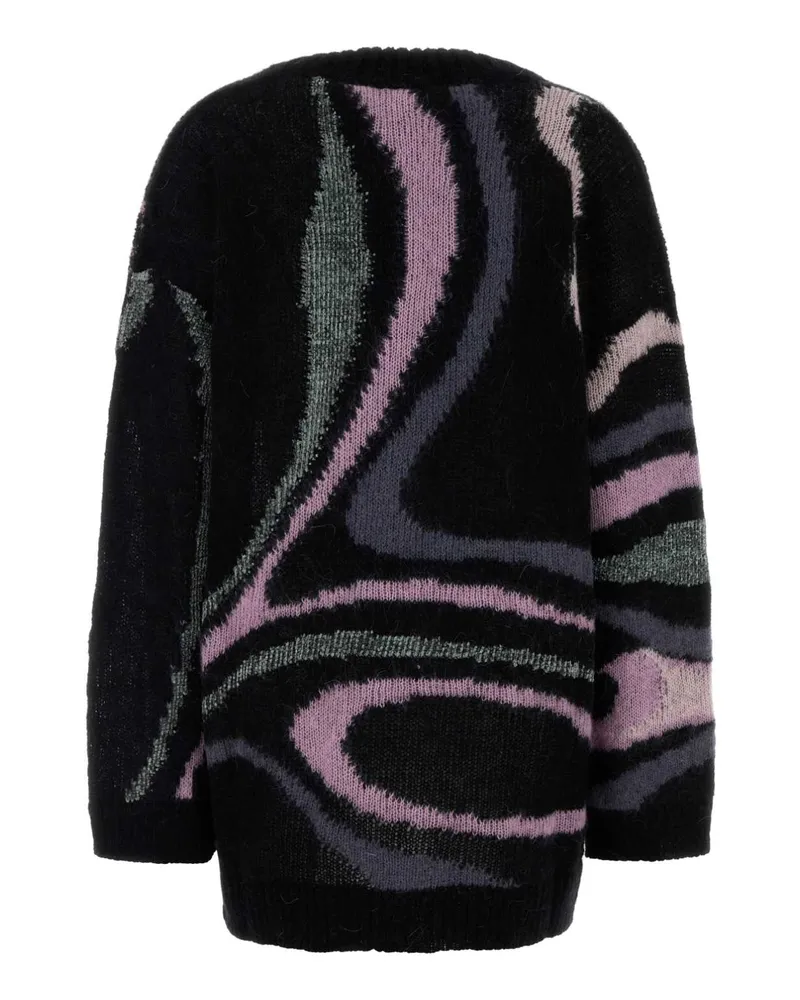Emilio Pucci Women Embroidered Mohair Blend Oversize Cardigan Blackpink Maglieria Sweater Black
