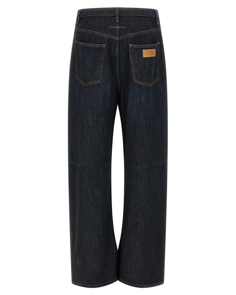 Maison Margiela Raw Cut High-Waist Wide-Leg Jeans — Dark Blue Dark