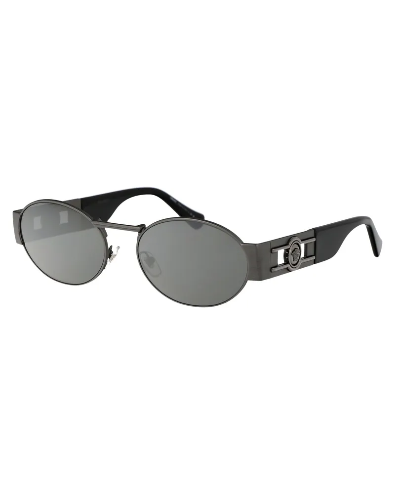 Versace 0VE2264 Oval Metal Frame Sunglasses — Gray Gray