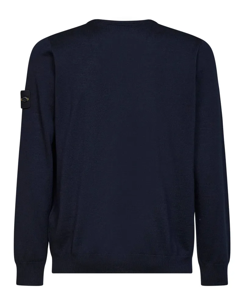 Stone Island Men's Crewneck Sweater Navy Virgin Wool Blue Navy